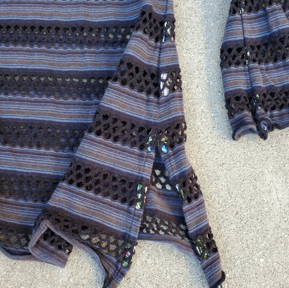 RARE Y2K Vintage Free People Summer Crochet Hoodie Tunic SMALL Like New Sheer - Picture 5 of 7